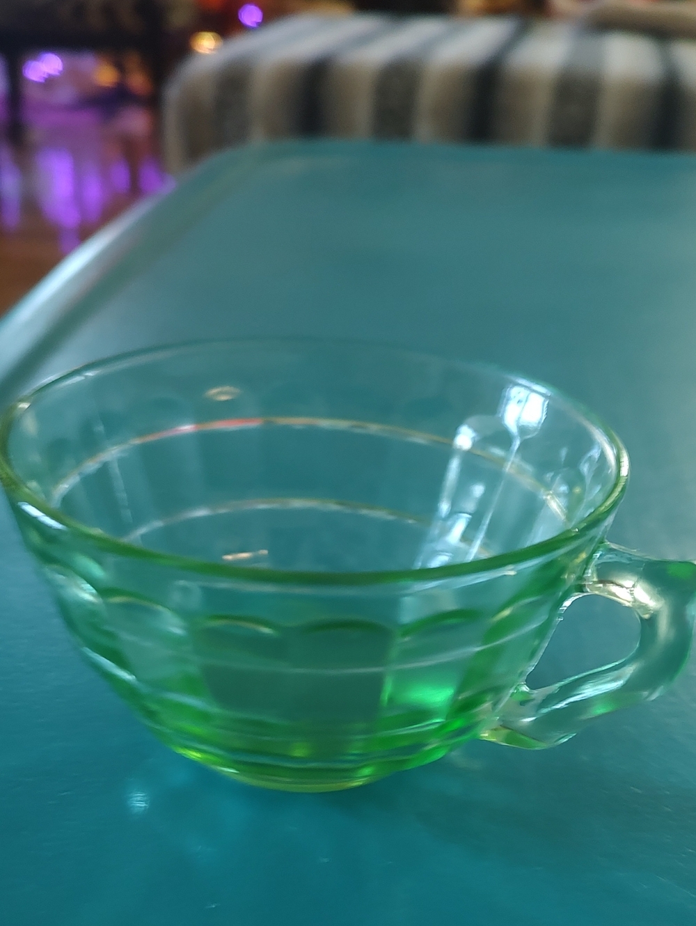 Green Glass Teacup -